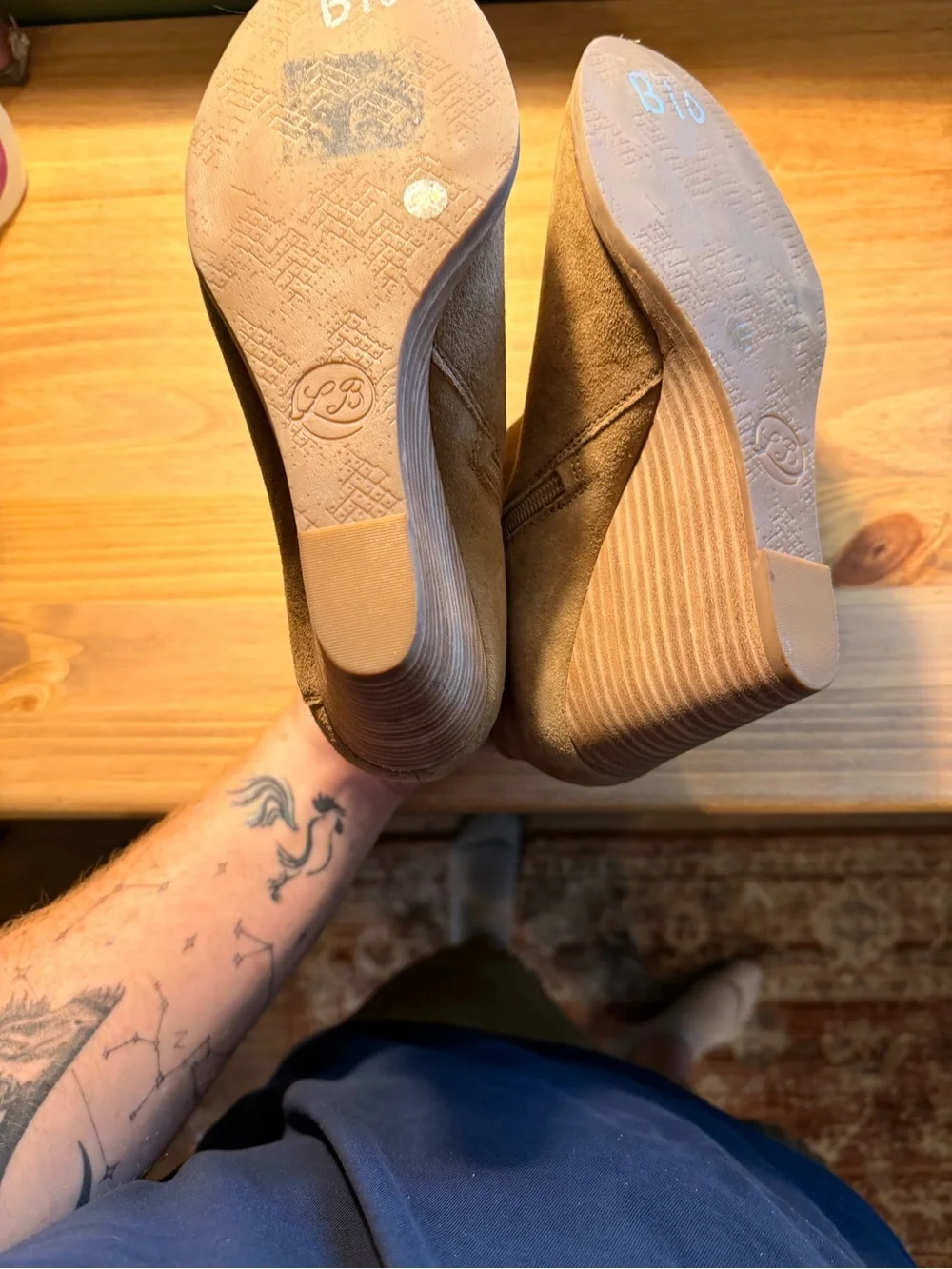 Lucky Brand Yakeena Tan Suede Wedge Booties
